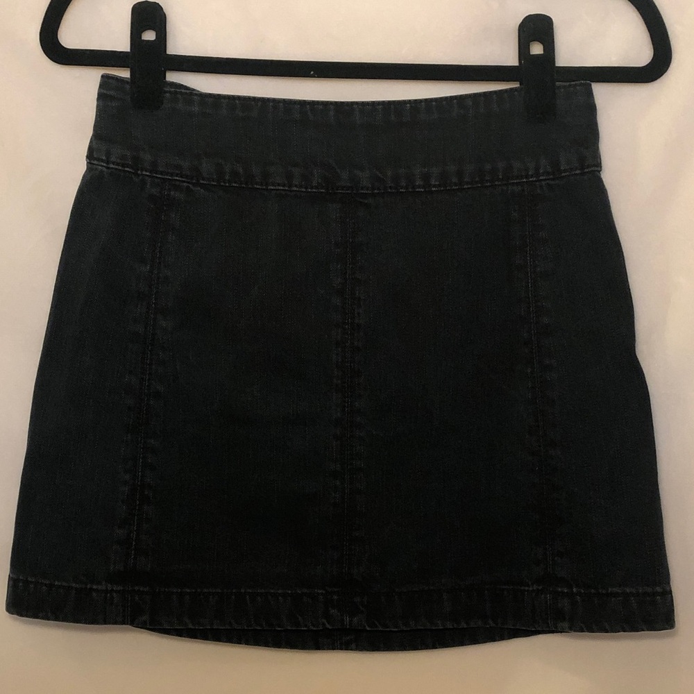 Free People Black Mini Denim Skirt